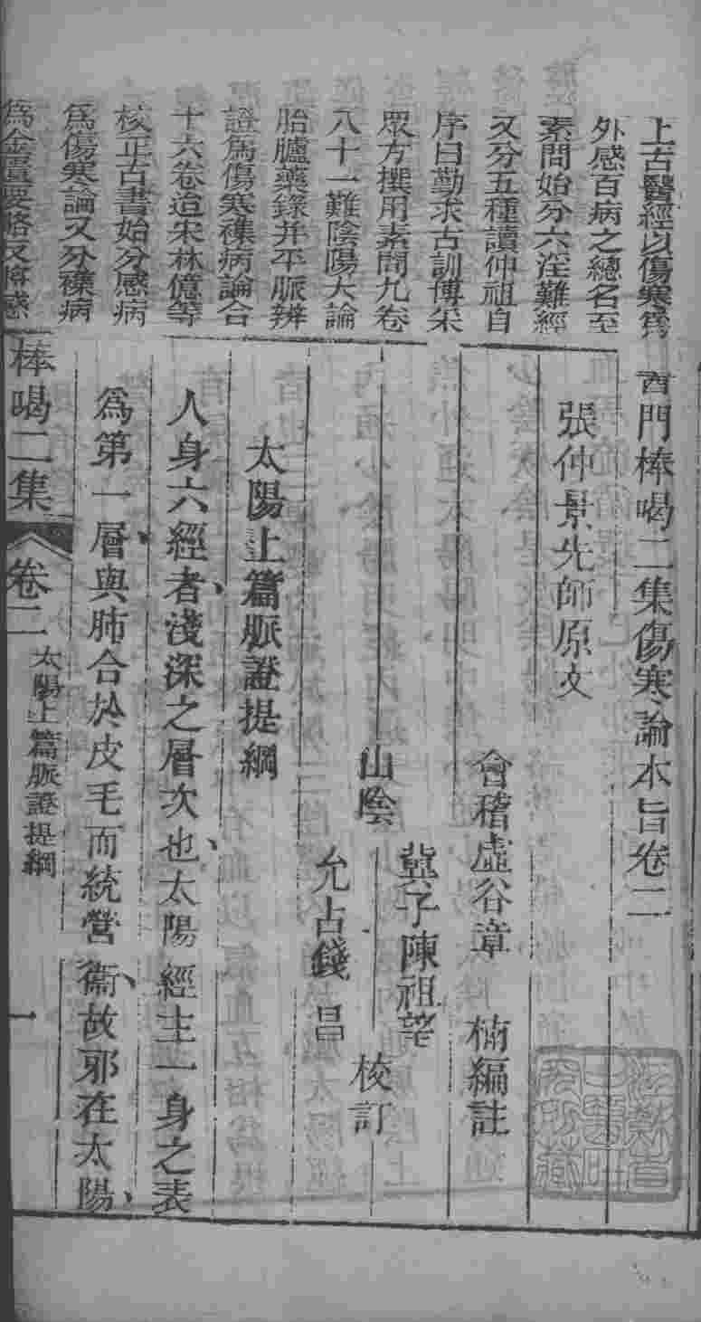 医门棒喝  伤寒论  卷2